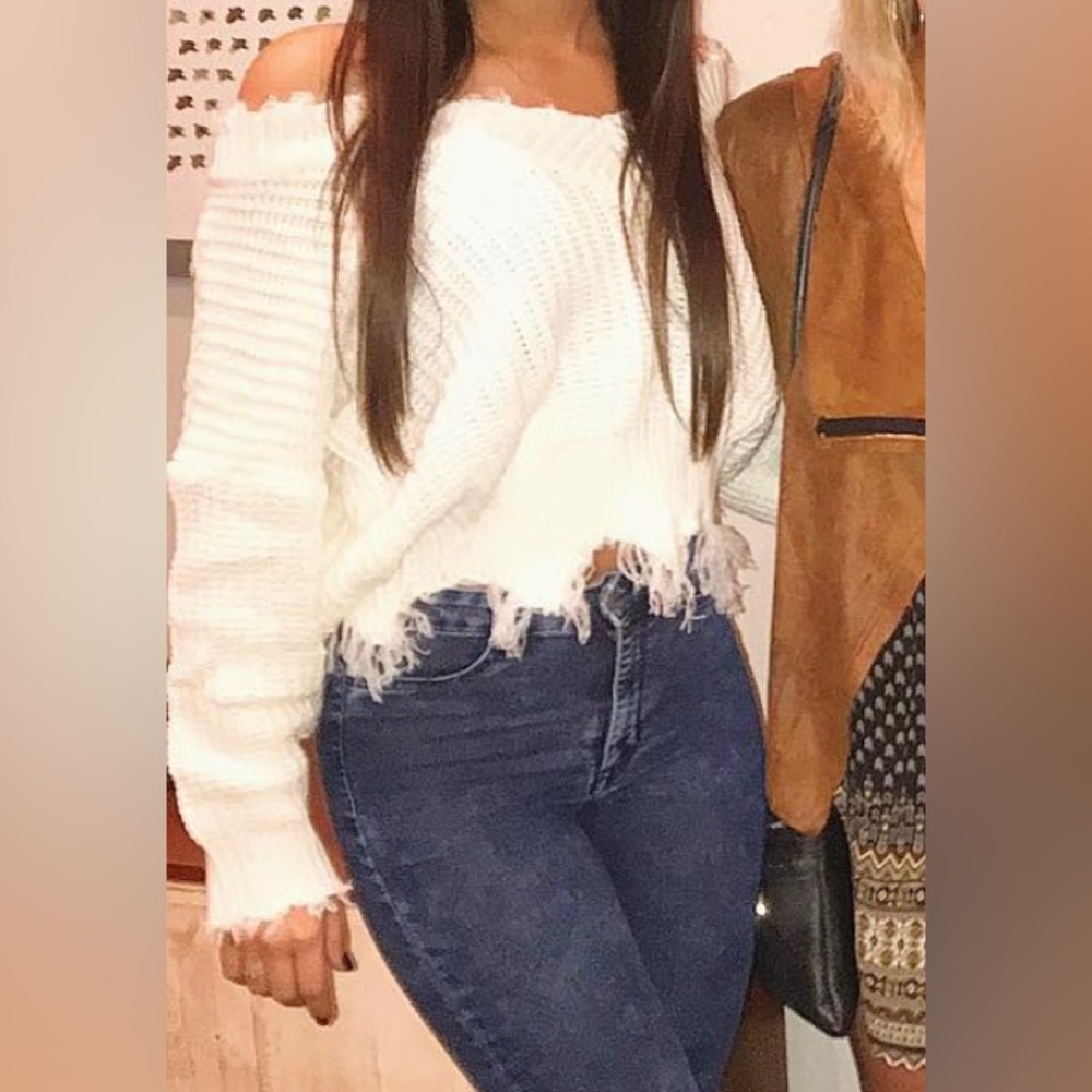 White Cropped Sweater
